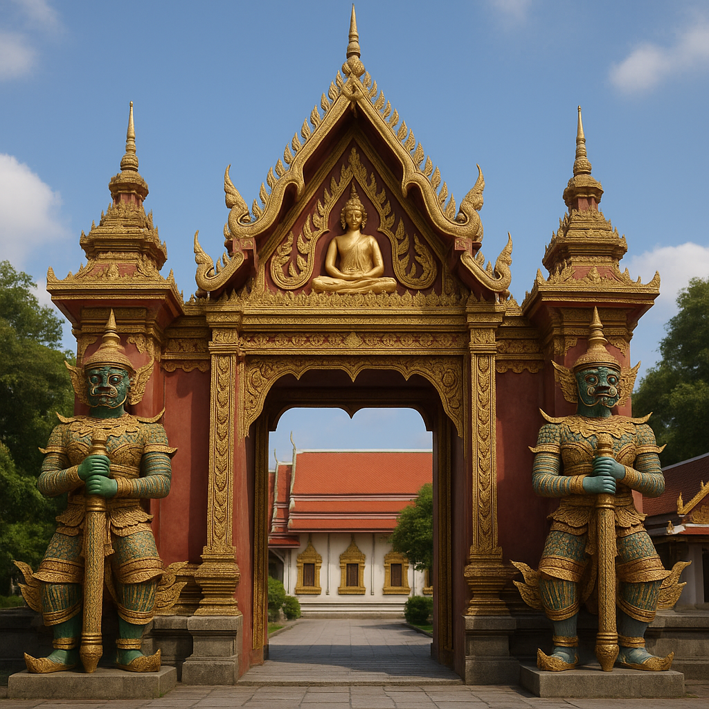 Eingang zum Wat mit Wächterfiguren